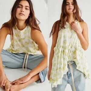 NEW Free People Madison Print Sleeveless Tank Cotton Longline Tunic Dress $88 XS